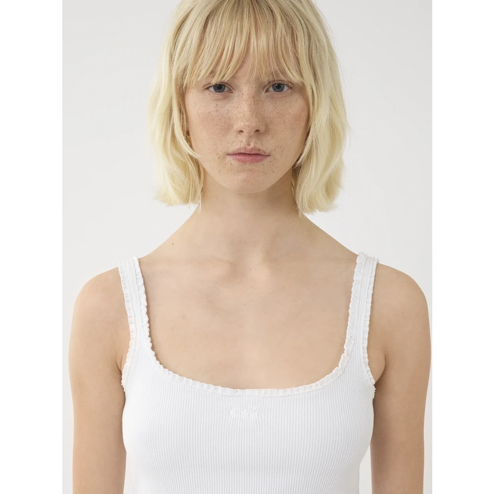 Chloé Witte Gerimpelde Blouse met Borduursel White Dames
