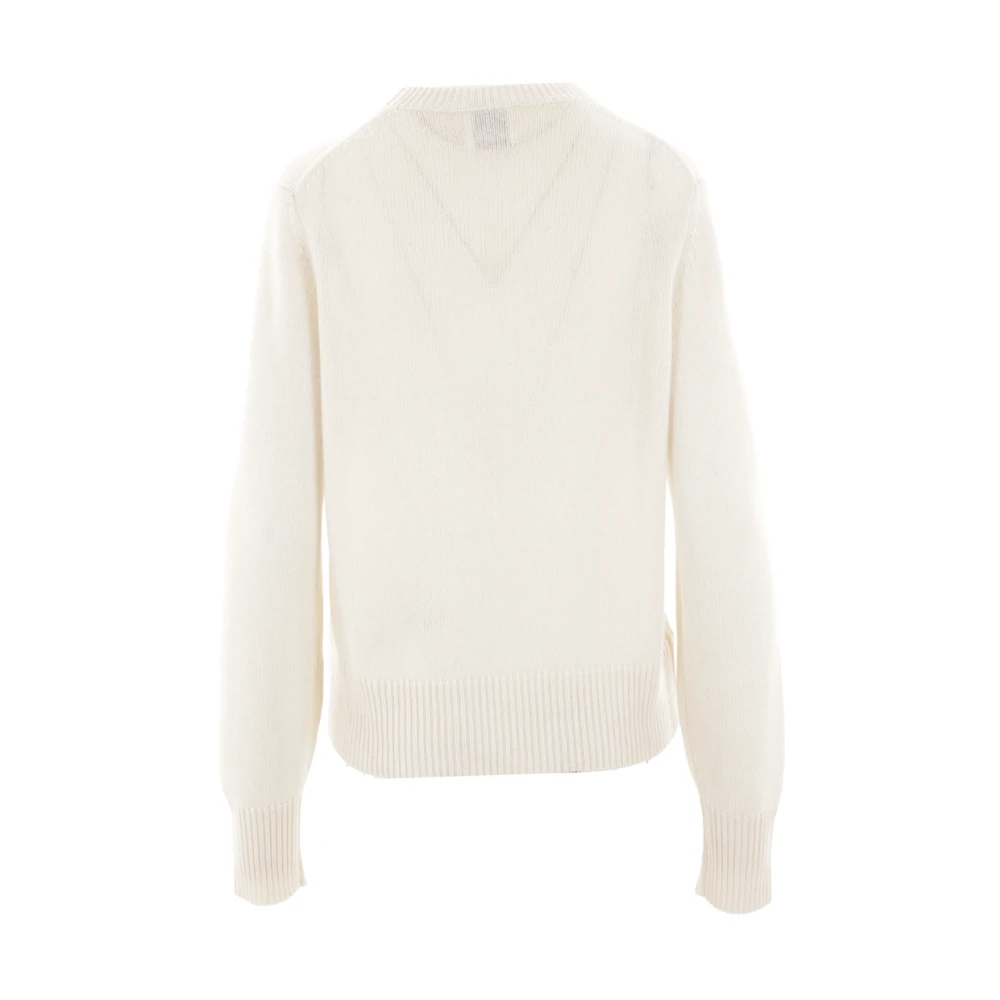 allude Kasjmier Ivoor Trui Geribbelde Zoom Beige Dames