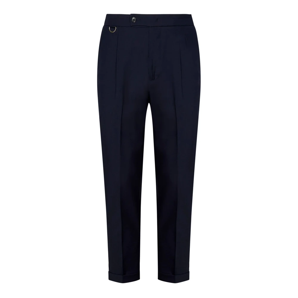 Low Brand Blauwe Wollen Broek Slim Fit Blue Heren