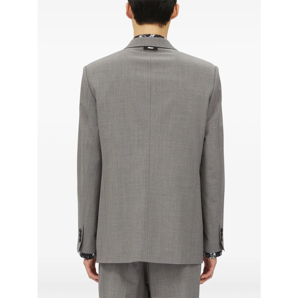 Msgm Grijze Double-Breasted Jassen Gray Heren