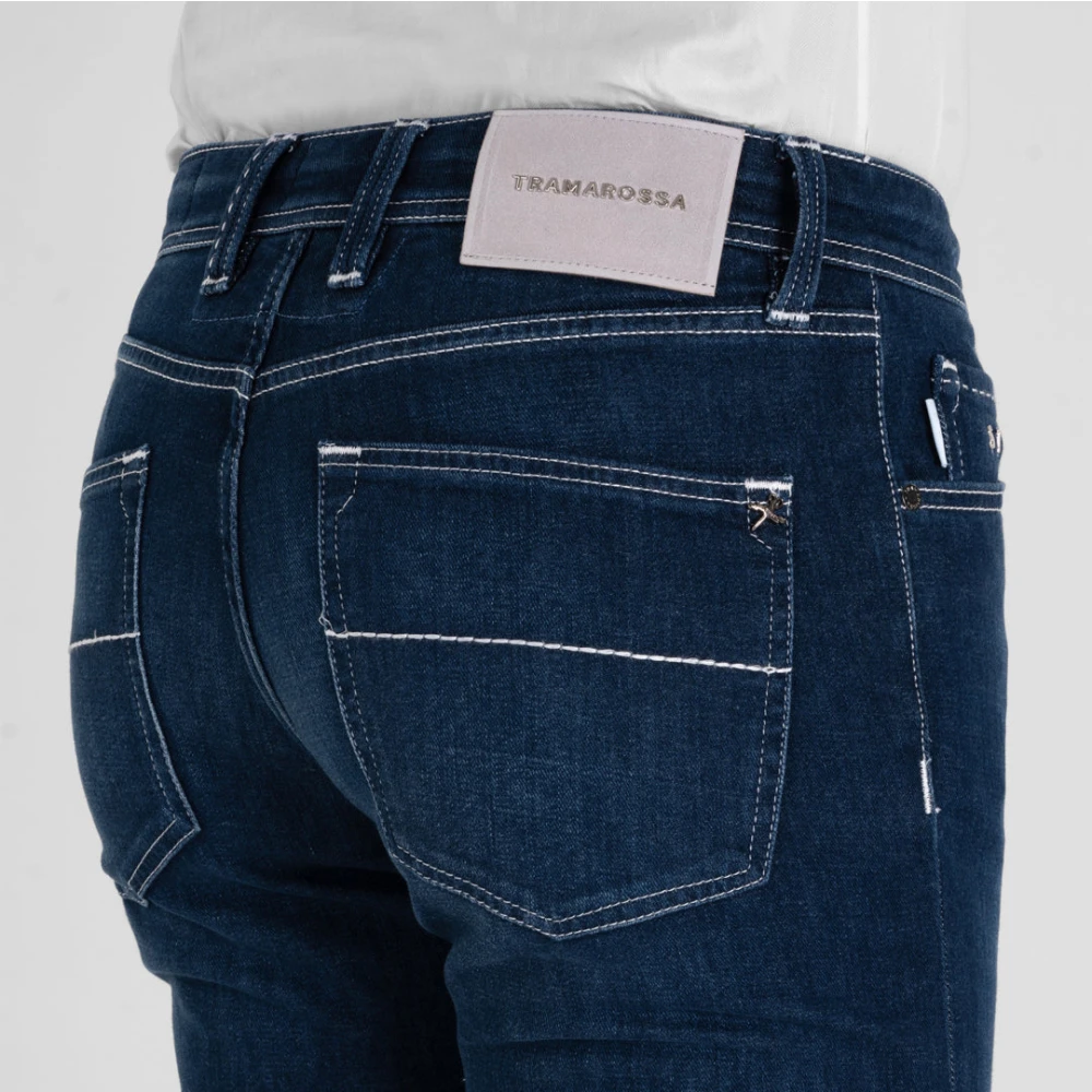 Tramarossa Leonardo Witte Stiksel Jeans Blue Heren
