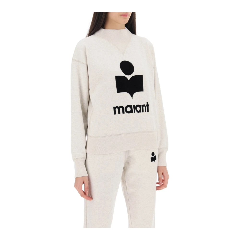 Isabel Marant Étoile Organisch Katoenen Sweatshirt met Flock Logo White Dames