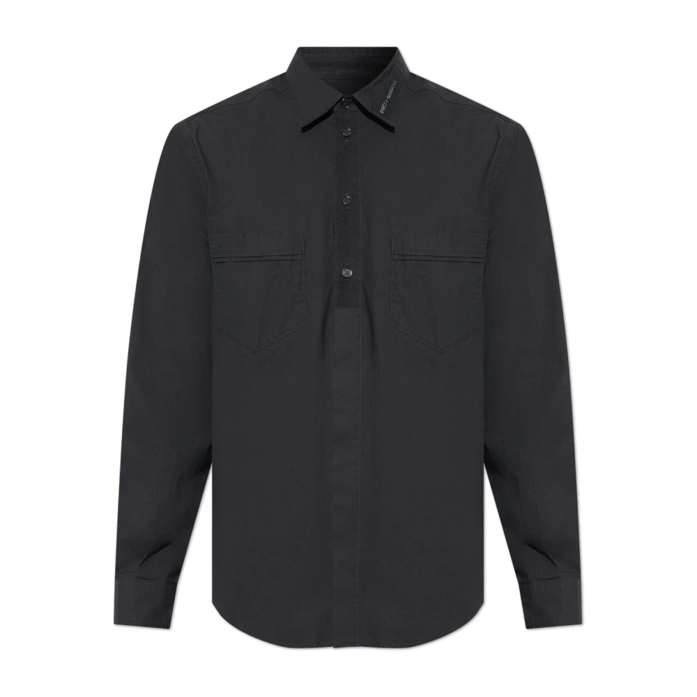 Dolce & Gabbana Men's Black Casual Shirts, M, Shirt With Pocket