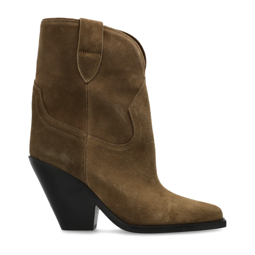 Isabel Marant Women's Brown Cowboy & Biker Boots, 4 Uk, Leyane Suede Heeled Ankle Boots