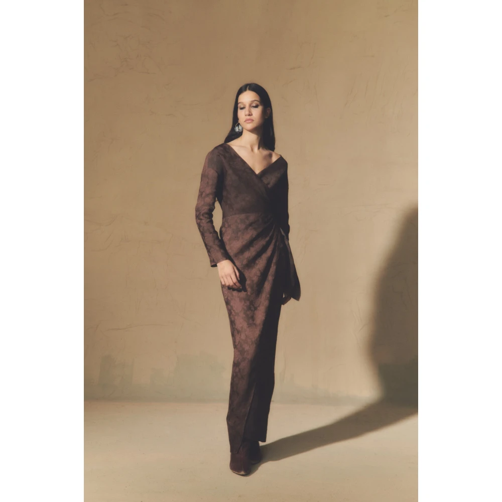 Cortana Malaysia bordeaux jacquard overslagjurk Red Dames