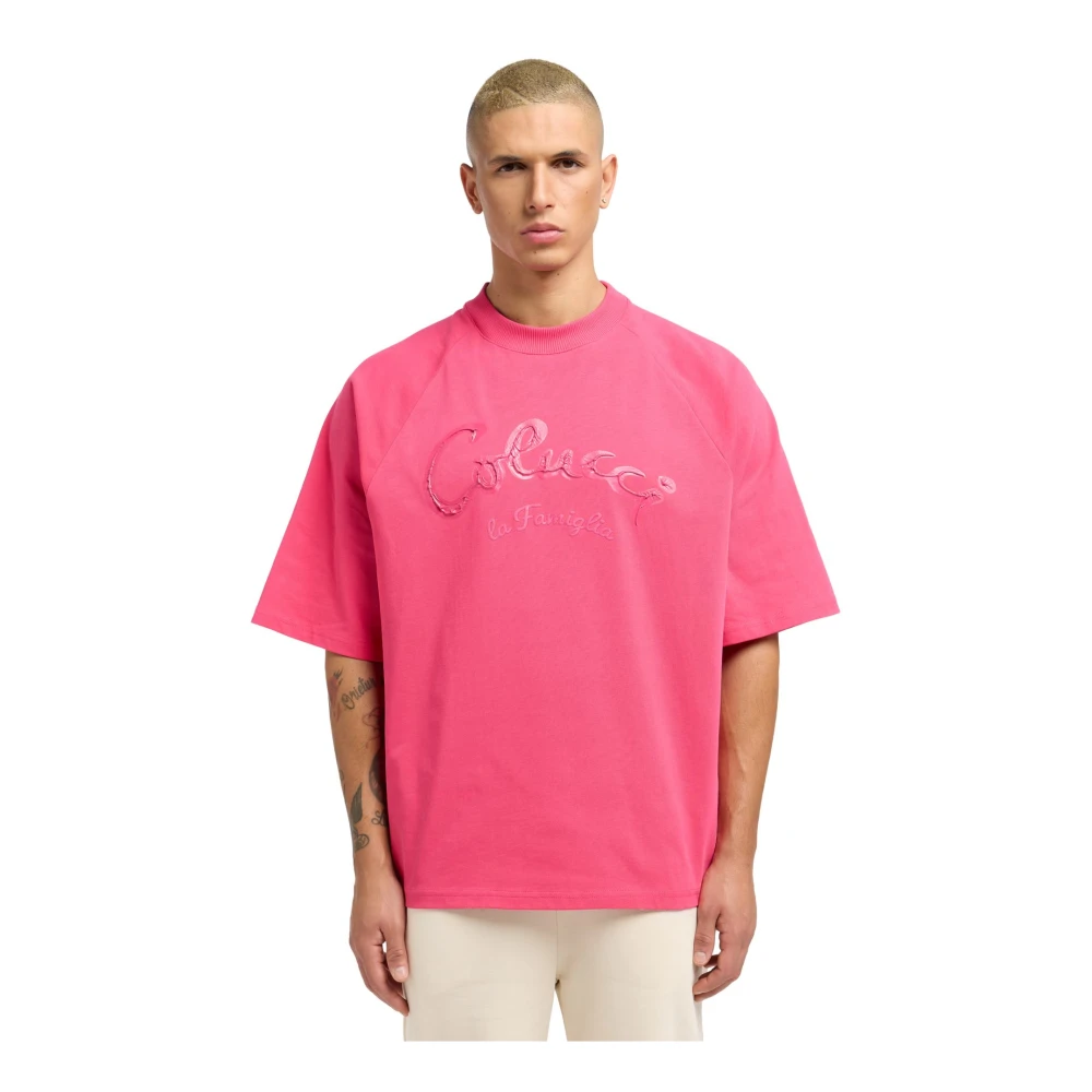 carlo colucci Premium Familie Oversize T-Shirt Pink Heren