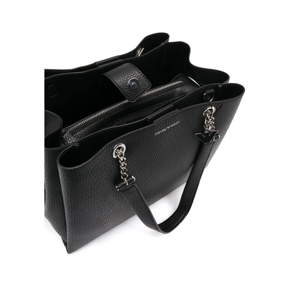 Emporio Armani Zwarte Pebble Textuur Logo Print Tas Black Dames