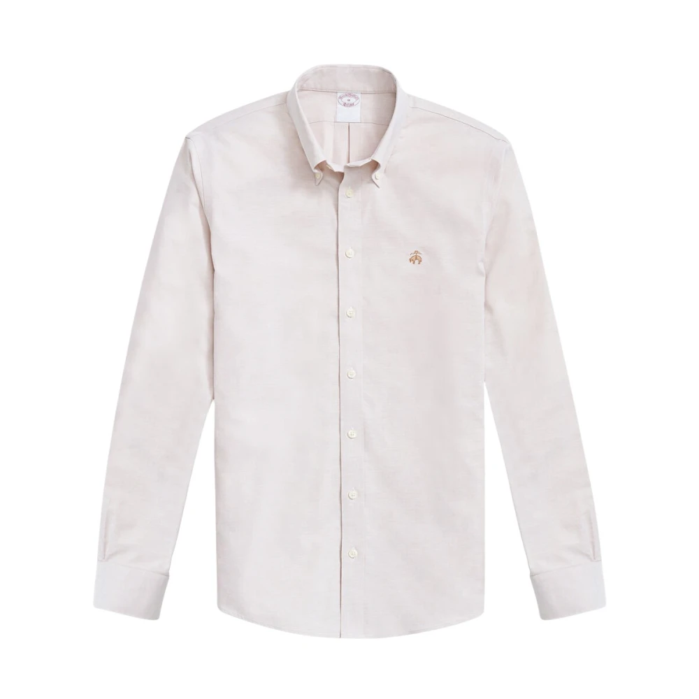 Brooks Brothers Licht Beige Non-Iron Oxford Button-Down Kraag Stretch Sportoverhemd Beige Heren