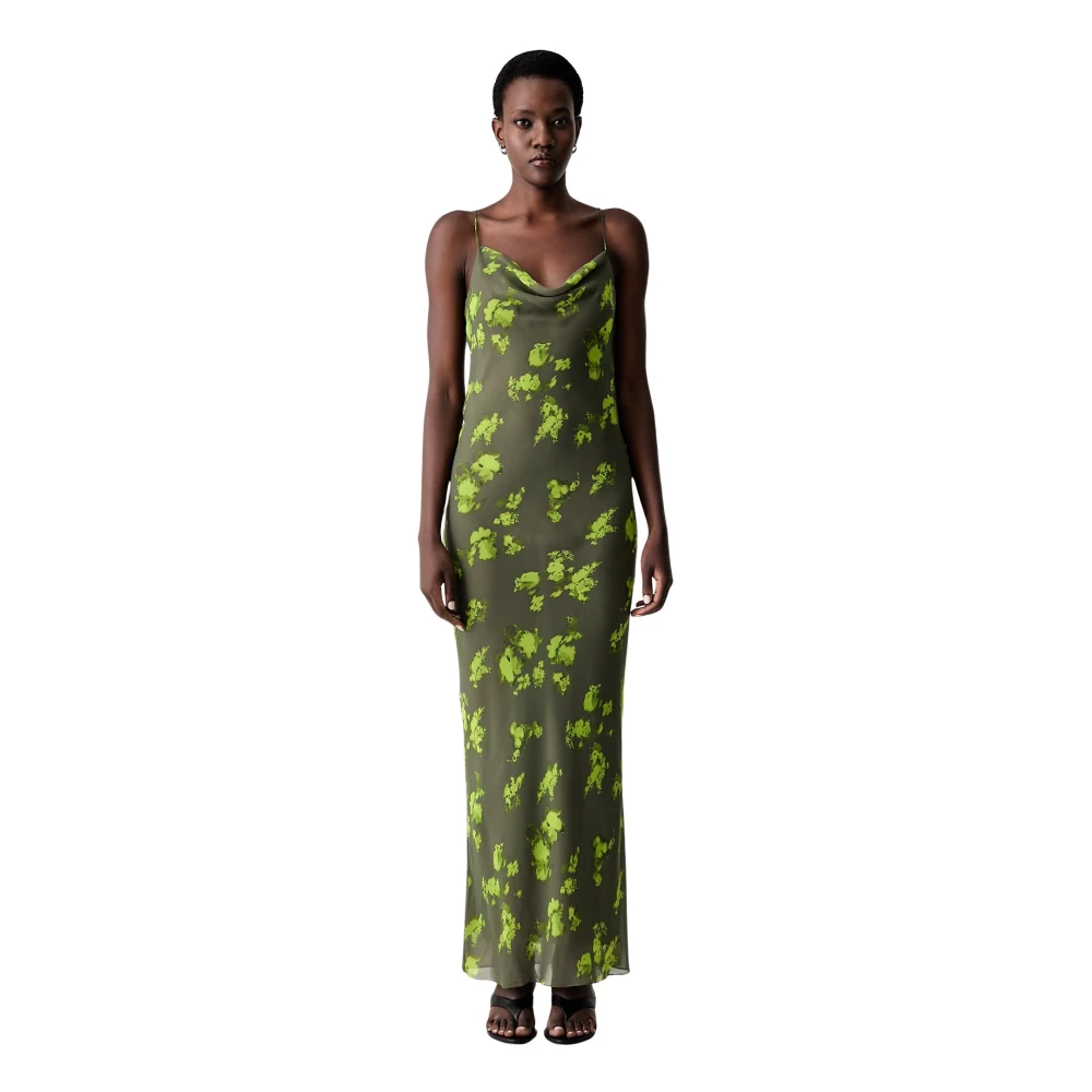Patrizia Pepe Donna Verde - Maxi Abito Con Scollo A Cascata E Stampa Floreale - Dresses - M - Immagine 1