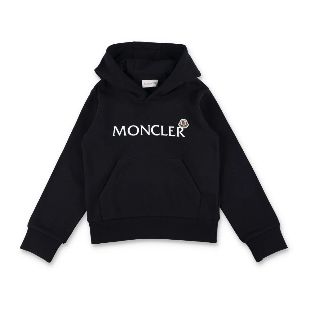 Moncler Navy Stickat Hoodie Logo Aw24 Blue, Pojke