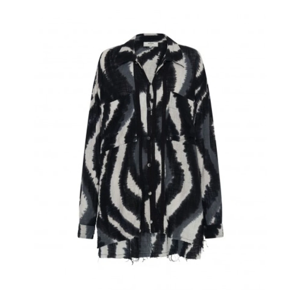 One Teaspoon Handgeschilderd Eclipse Longline Shirt Black Dames