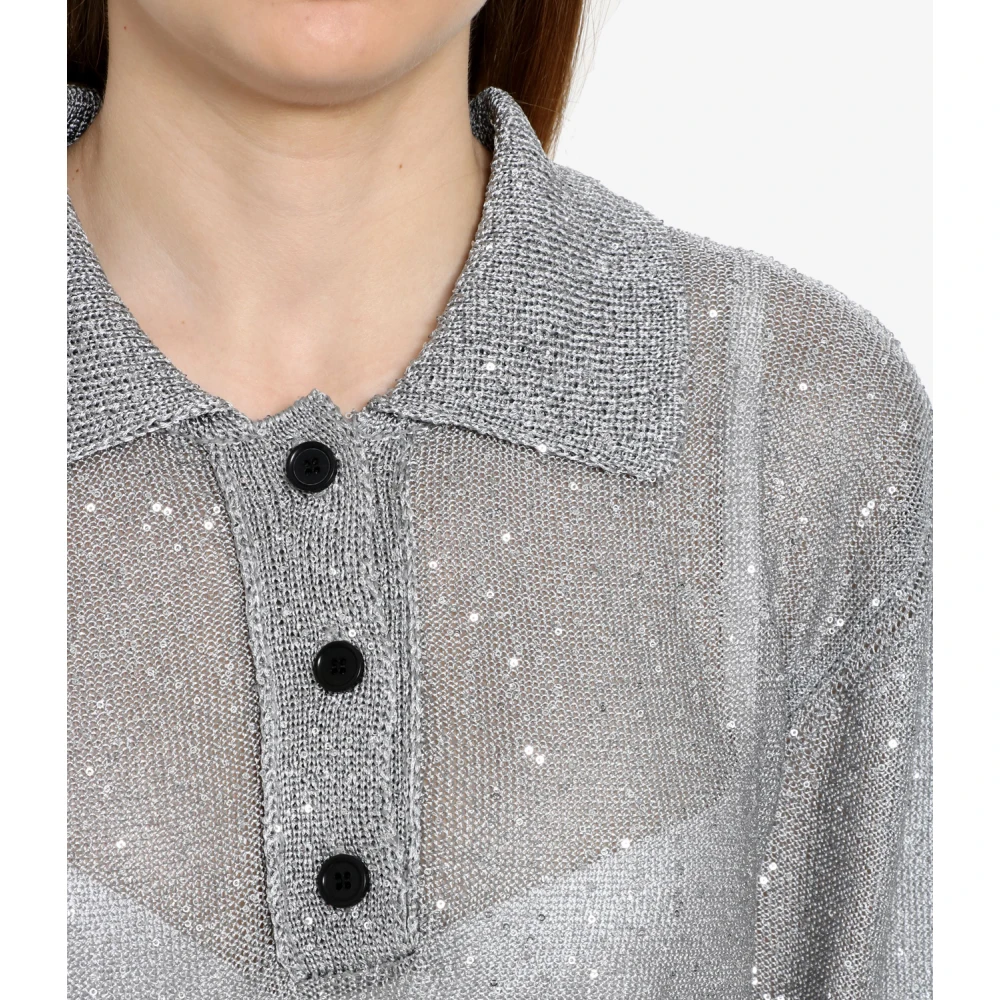 Msgm Grijze Paillettrui Lurex Garen Gray Dames
