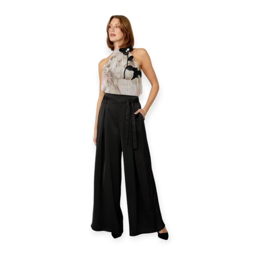 Frank Lyman Satin Jumpsuit Black Dames