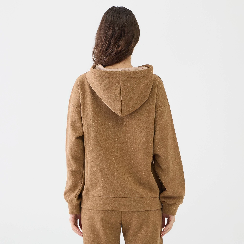 Ermanno Scervino Paillet Logo Hoodie in Gianduia Brown Dames