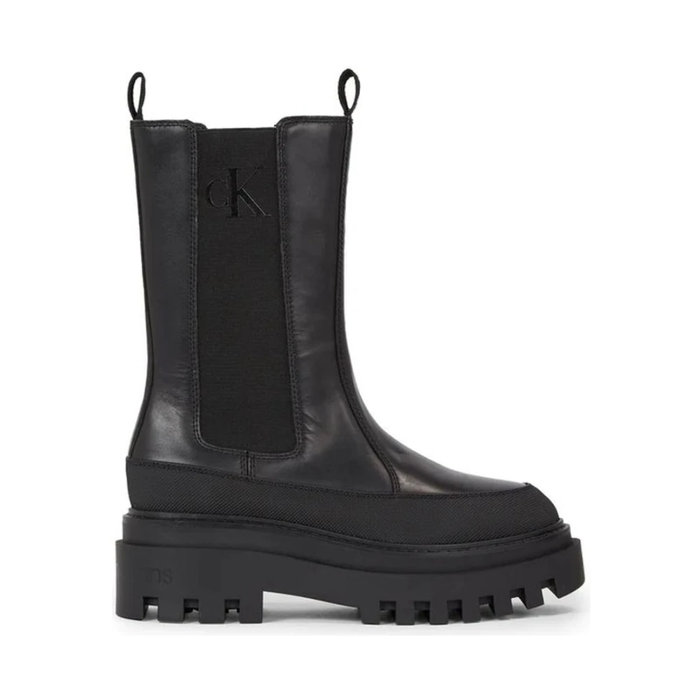 Calvin Klein Jeans Women's Black Chelsea Boots, 7 Uk, Flatform Chelsea Ankle Boots