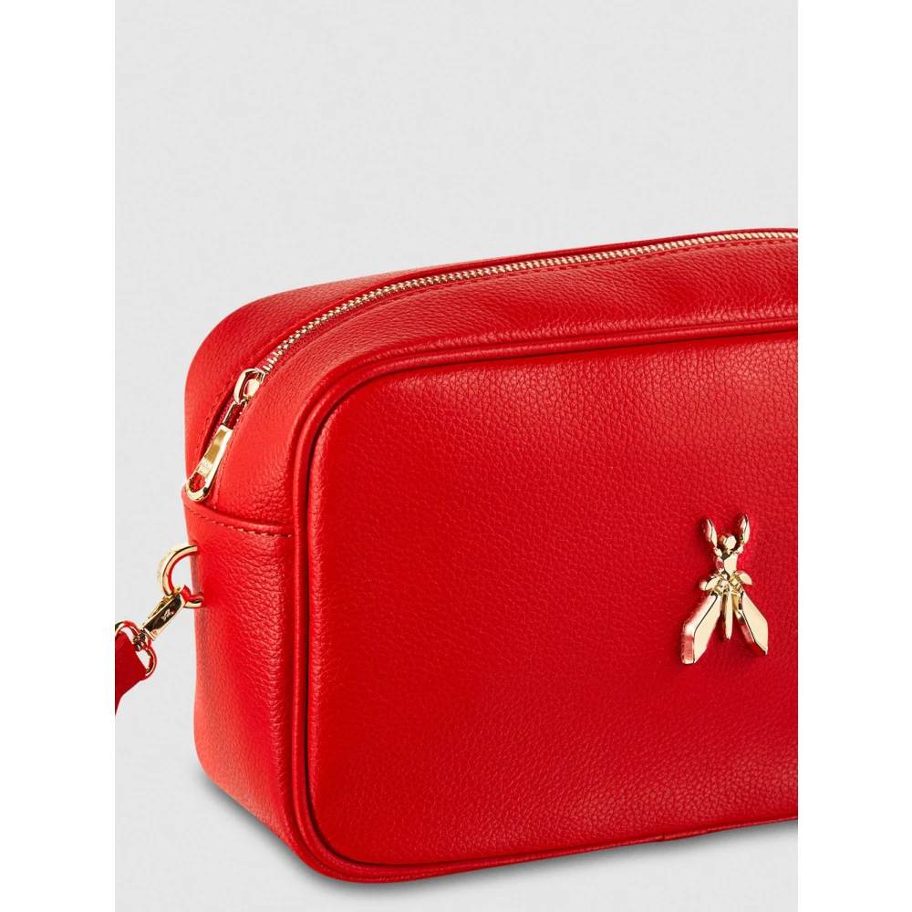 PATRIZIA PEPE Rode leren schoudertas met vliegdetail Red Dames