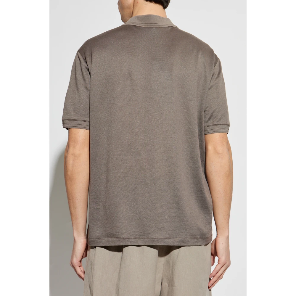 Giorgio Armani Polo met geborduurd logo Brown Heren