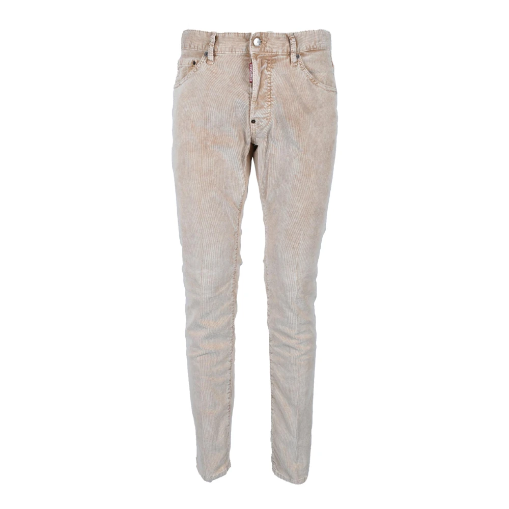 Dsquared2 Katoen Elastaan Broek Beige Heren
