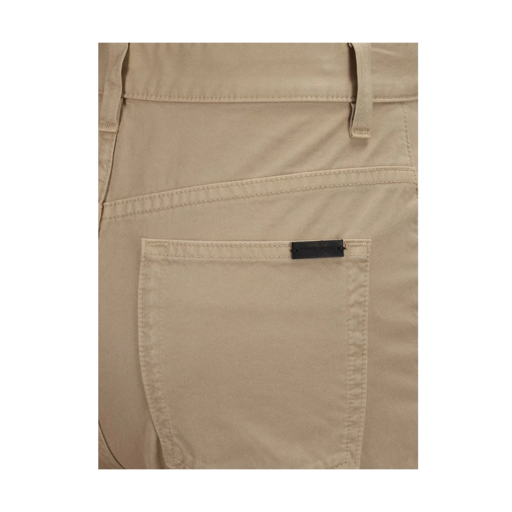 Saint Laurent Denim Broek Rechte Pasvorm Monochroom Patroon Beige Dames