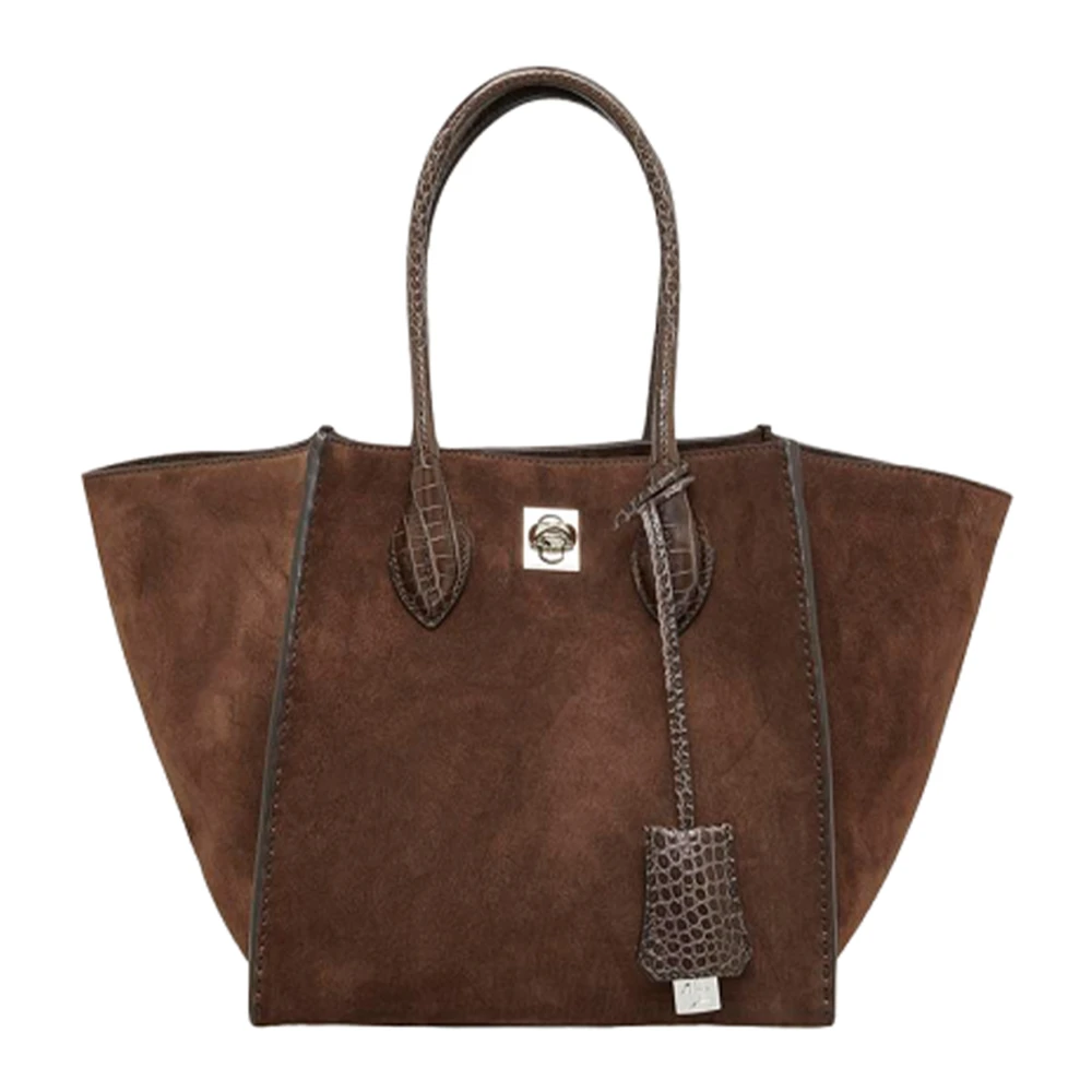 Ermanno Scervino Bruine suède Maggie tas met krokodillenprint details Brown Dames