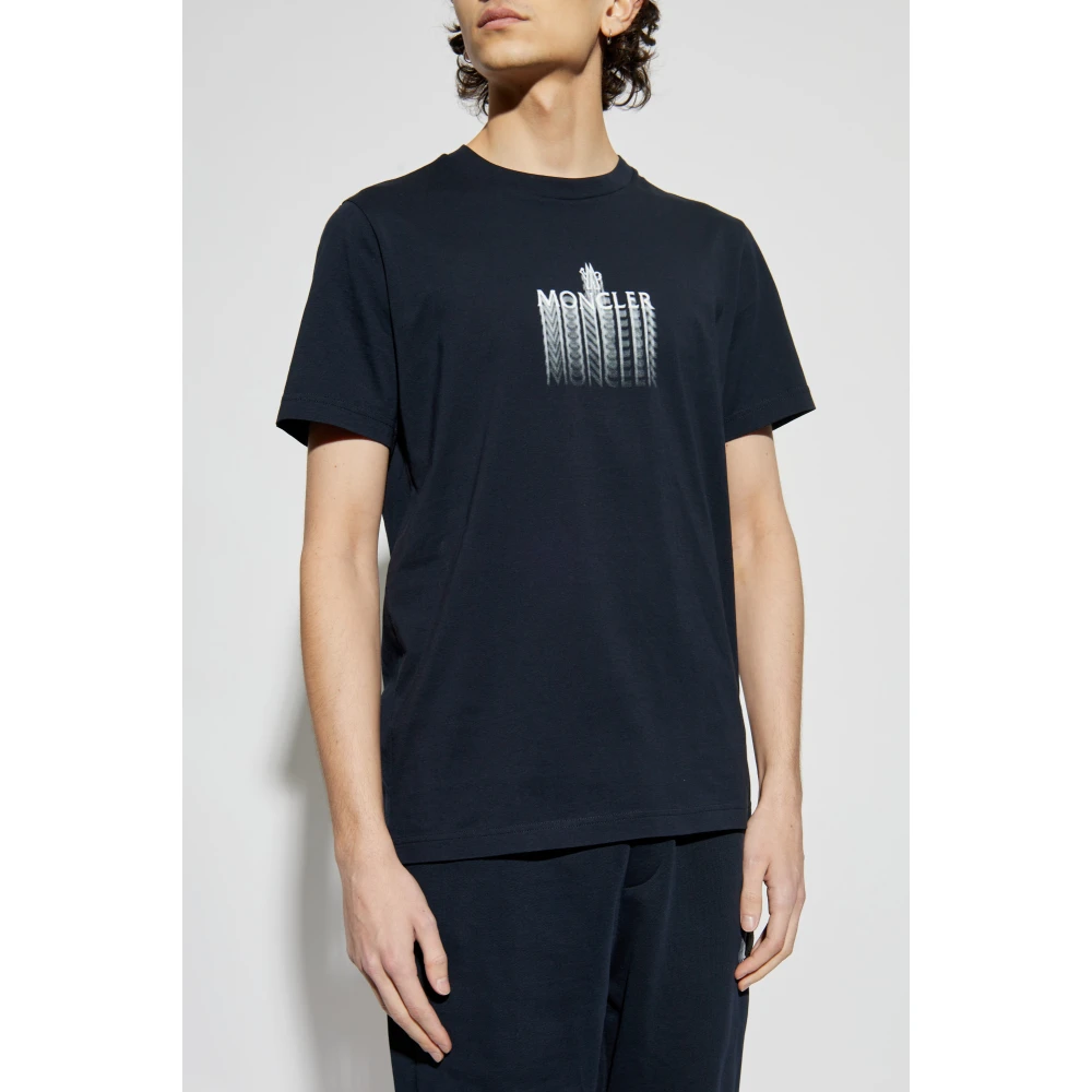 Moncler T-shirt met bedrukt logo Blue Heren