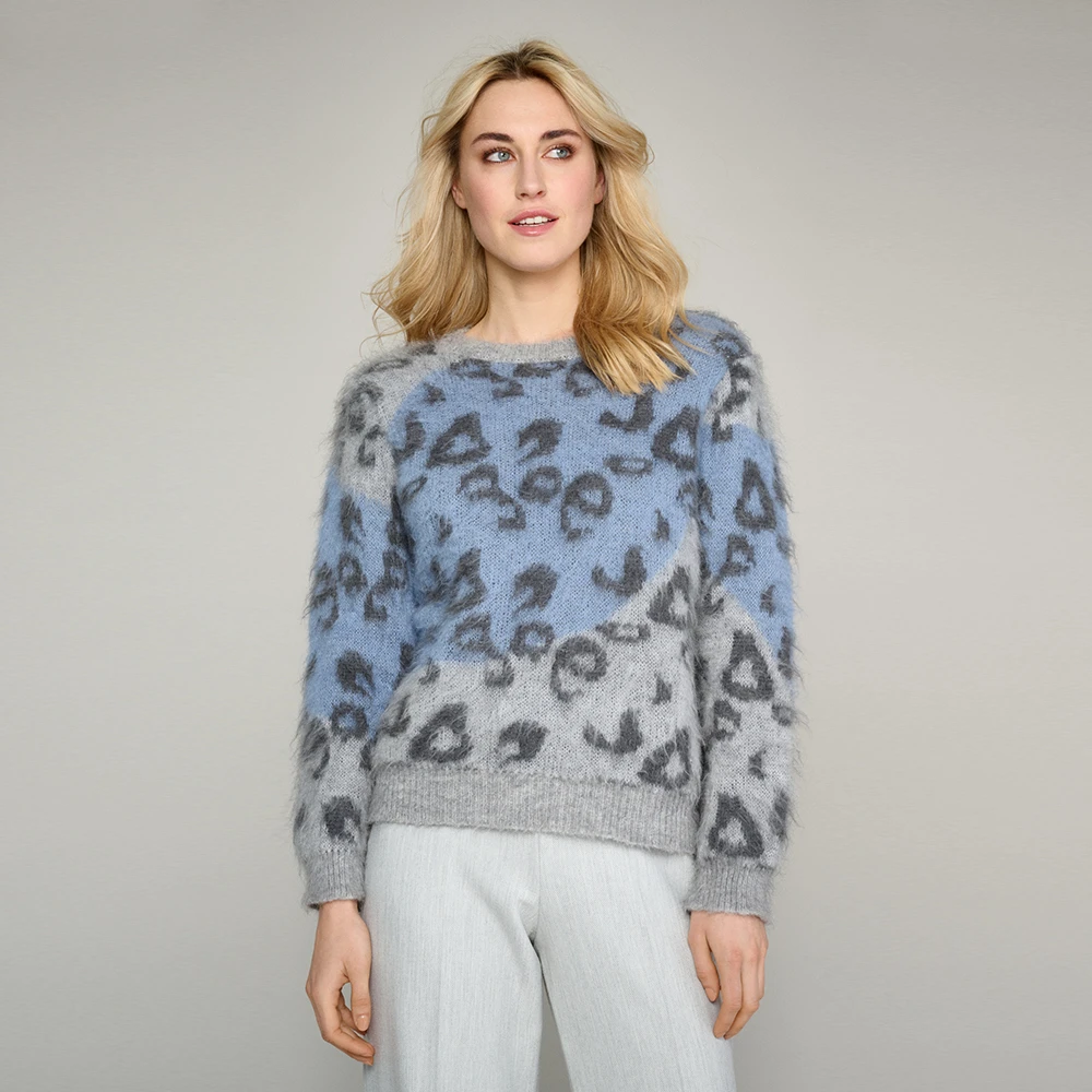 Marie Méro Blauwe dierenprint trui Blue Dames