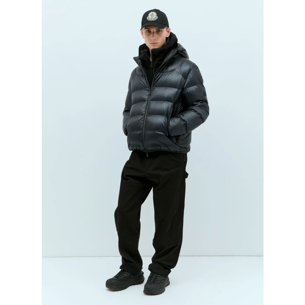 Moncler Matte Finish Donsjas met Capuchon Blue Heren