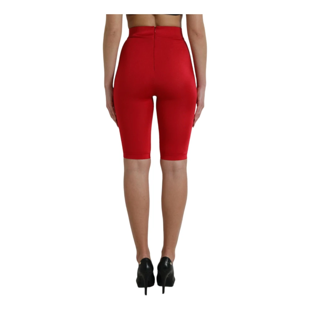 Dolce & Gabbana Rode Hoge Taille Leggings Broek Red Dames