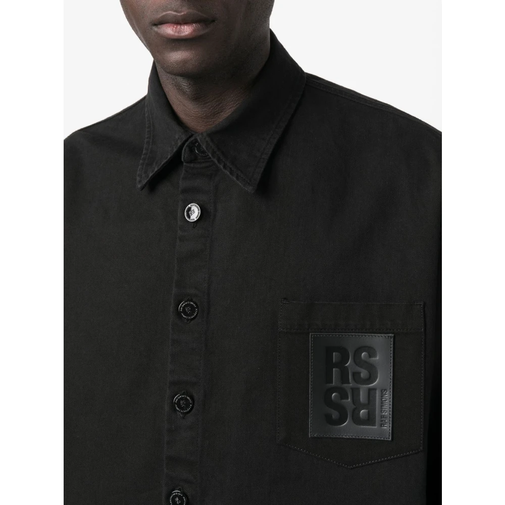 Raf Simons Zwarte Logo-Patch Longsleeve Shirt Black Heren