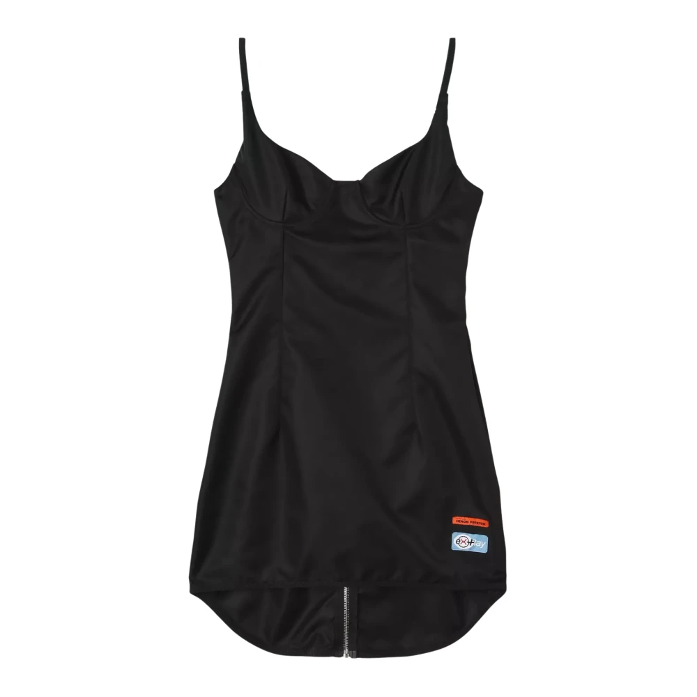 Heron Preston Black Short Dresses, Female, 2XS, Mini Dress Heart Neckline