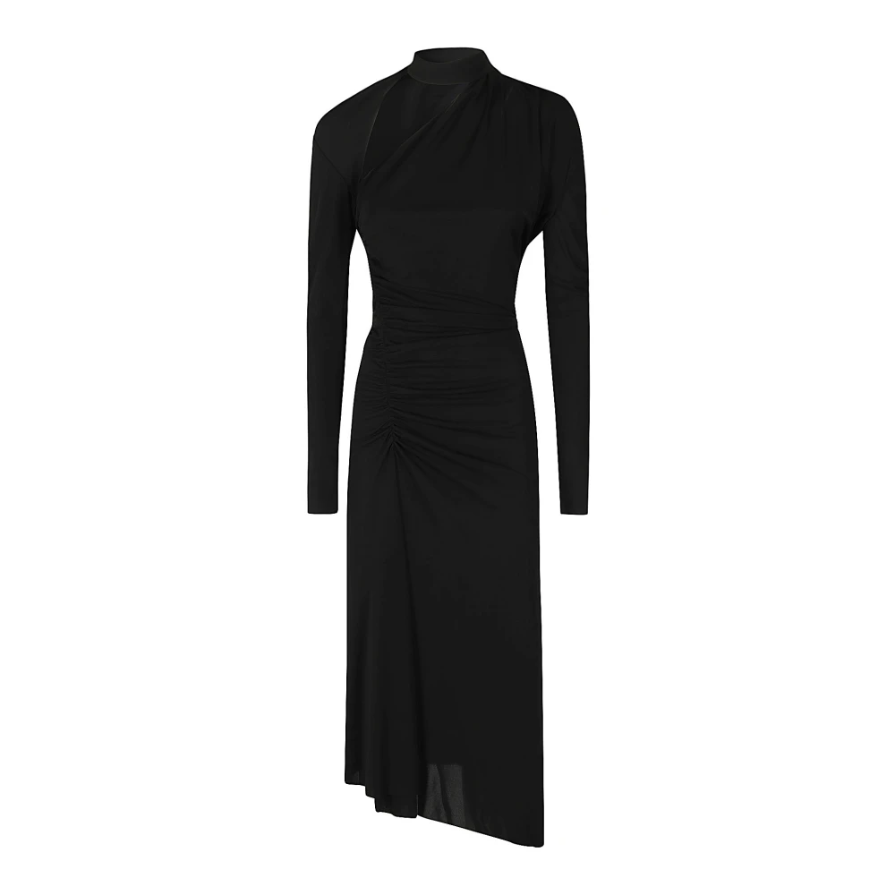 Victoria Beckham Elegante Gerimpelde Midi Jurk Black Dames