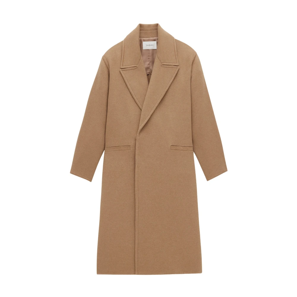 Saint Laurent Kasjmier Oversized Coat Brown Dames