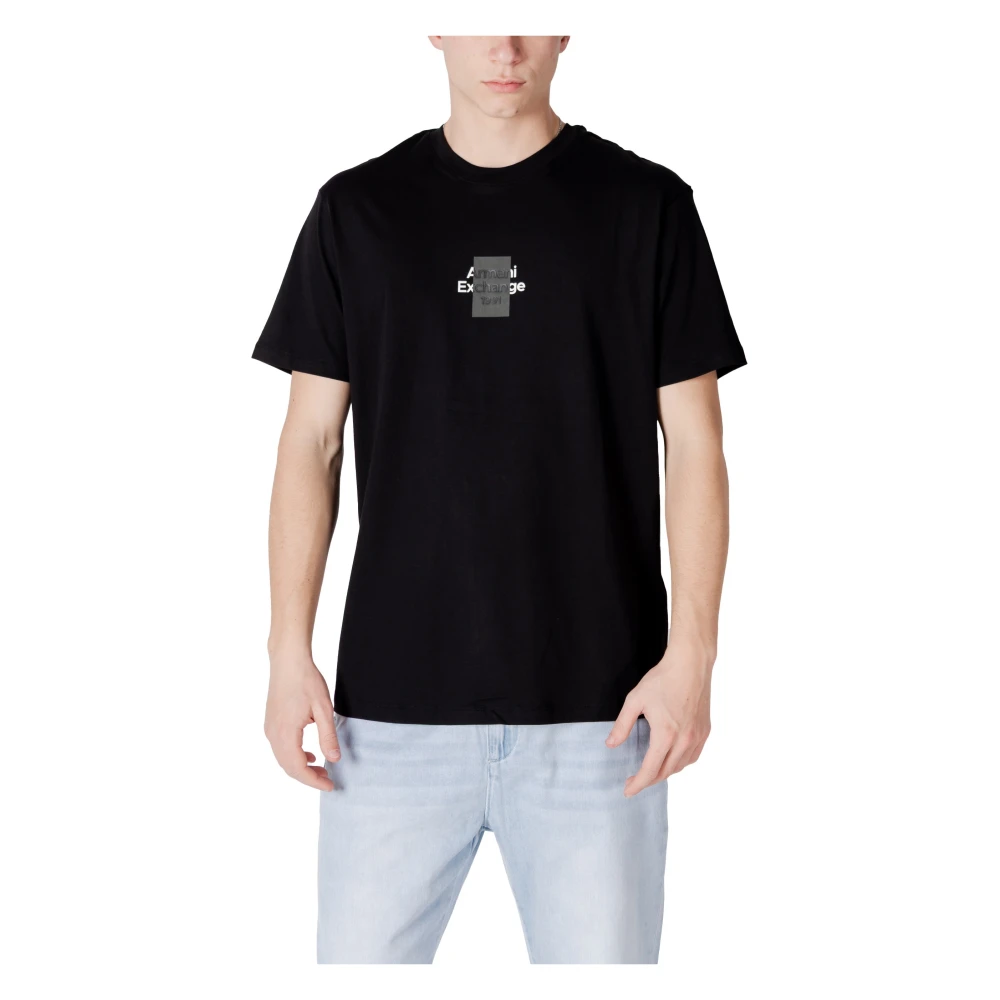 Armani Exchange Zwart Bedrukt Ronde Hals T-shirt Black Heren