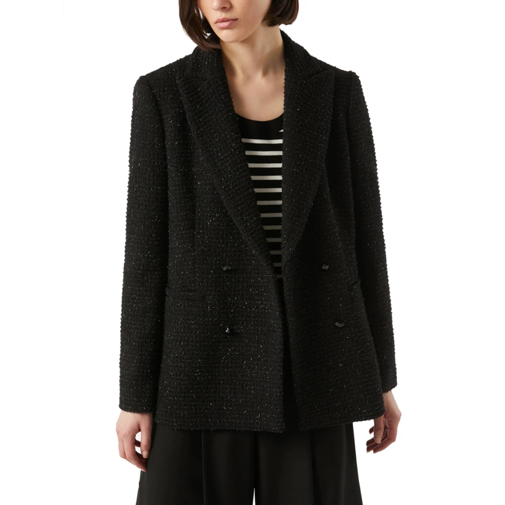Pennyblack Elegante Zwarte Lamé Blazer Farina Black Dames
