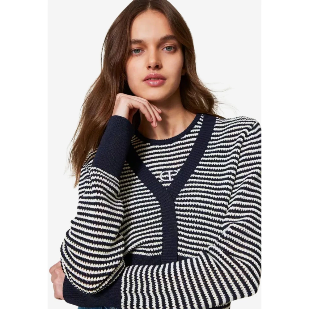 Twinset Bicolor Gebreide Vest en Top Black Dames