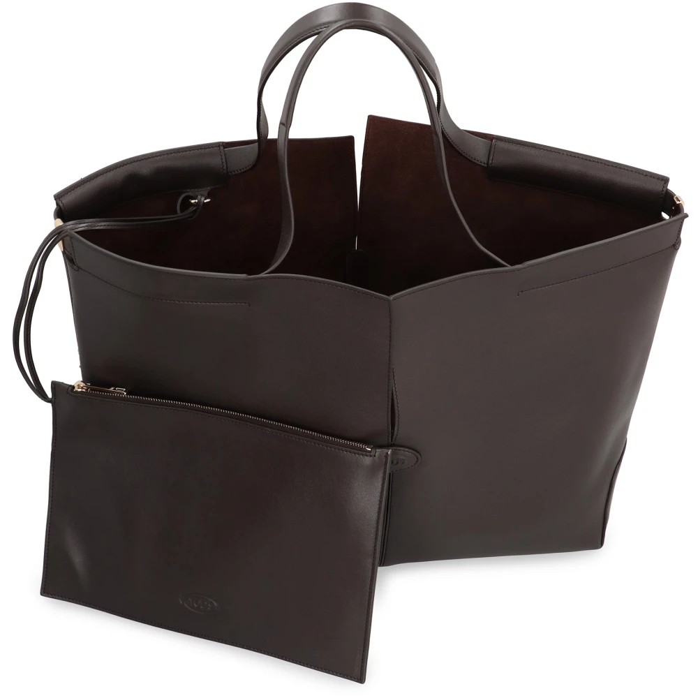 TOD'S Leren Tote Tas met Afneembare Zak Brown Dames