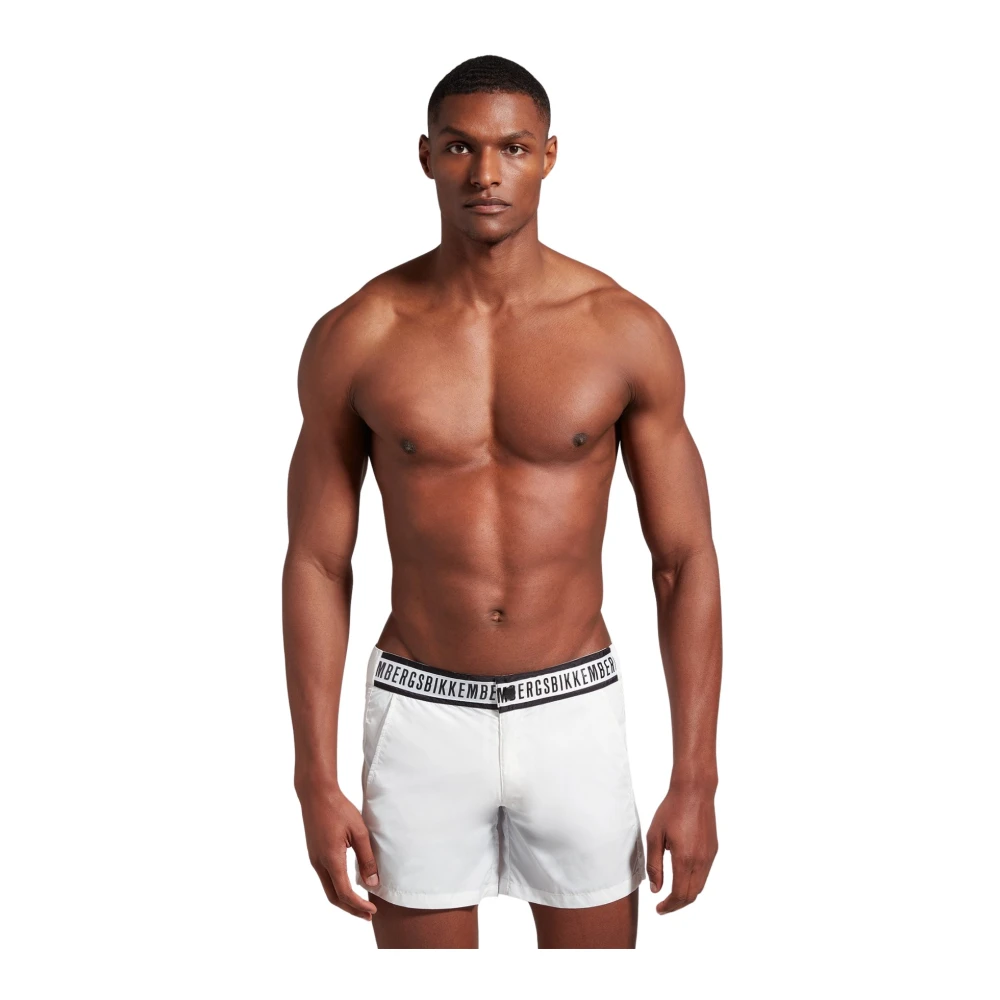 Bikkembergs Logo Zwemshorts Wit White Heren