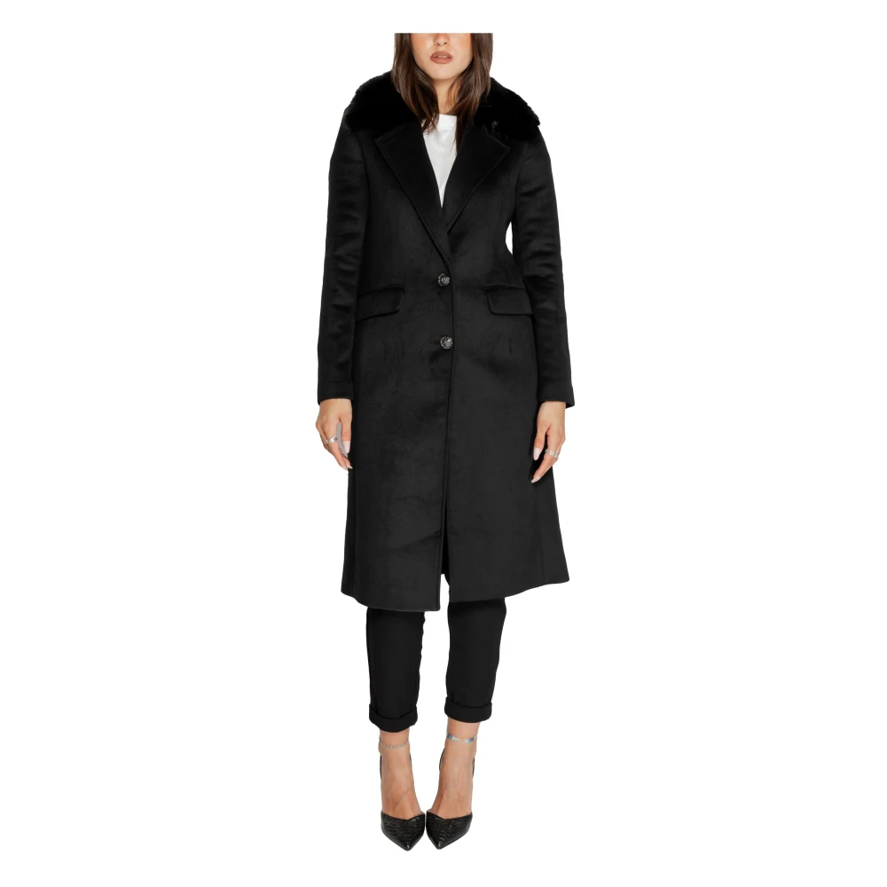 Guess Zwarte Revers Jas Knoopsluiting Black Dames