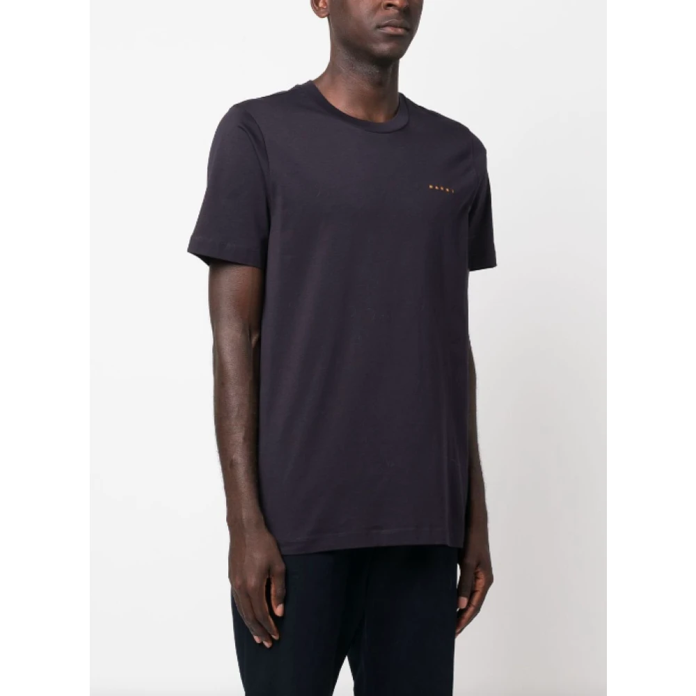 Marni Blauw Zwart Logo T-shirt Blue Heren