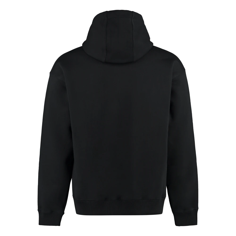 Versace Geribbelde katoenen hoodie Black Heren