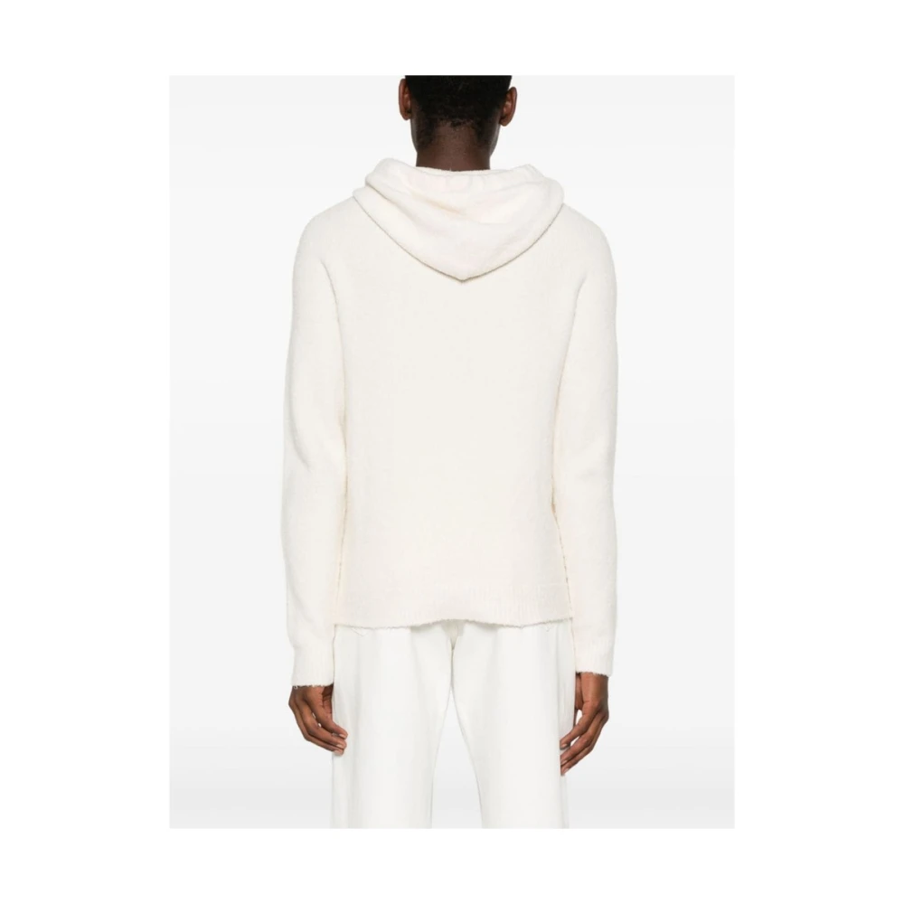 Roberto Collina Ecru Bouclé Gebreide Hoodie Beige Heren