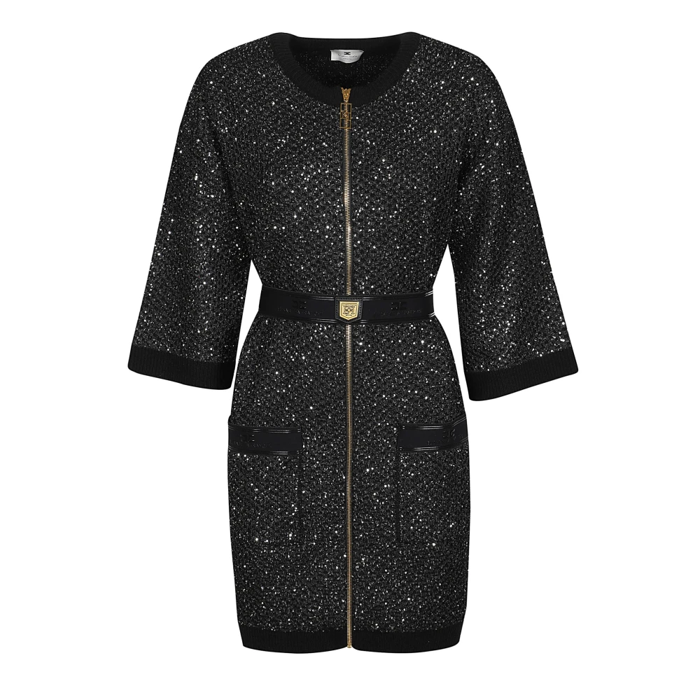 Elisabetta Franchi Chic Mini Jurk met Ceintuur Black Dames