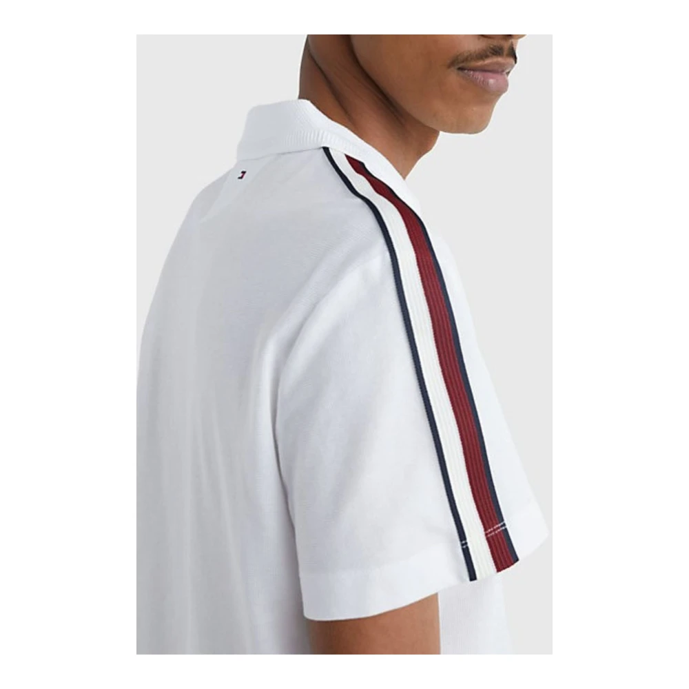 Tommy Hilfiger Heren Polo met Gestreepte Schouders White Heren