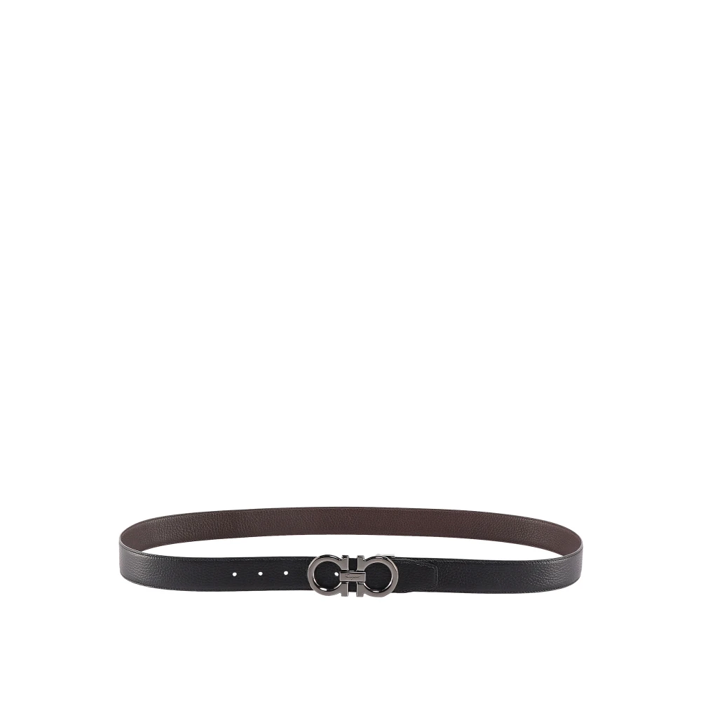 Ferragamo Men's Black Belts, 95 Cm, Gancini Buckle Belt