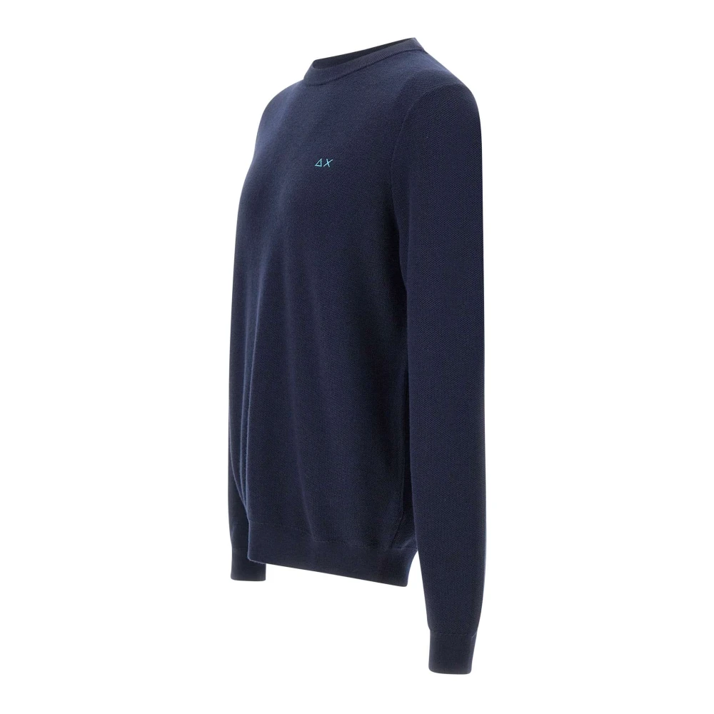 Sun68 Heren Groene Wollen Trui Ronde Hals Blue Heren