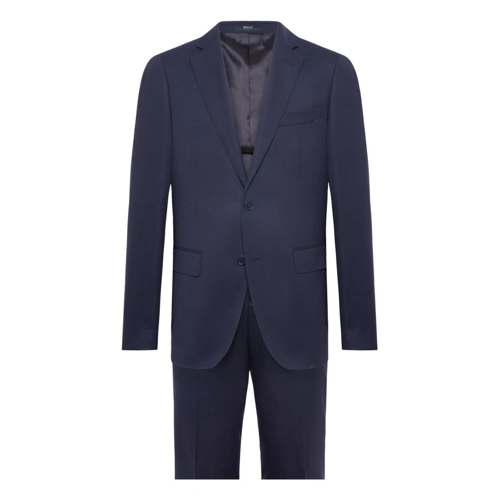 Boggi Milano Micro Fancy Wool Suit Style Bruxelles Blue Heren