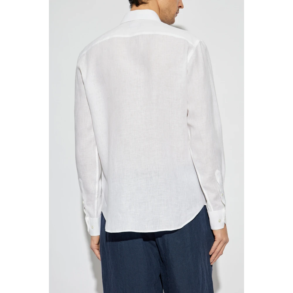 Giorgio Armani Linnen overhemd White Heren