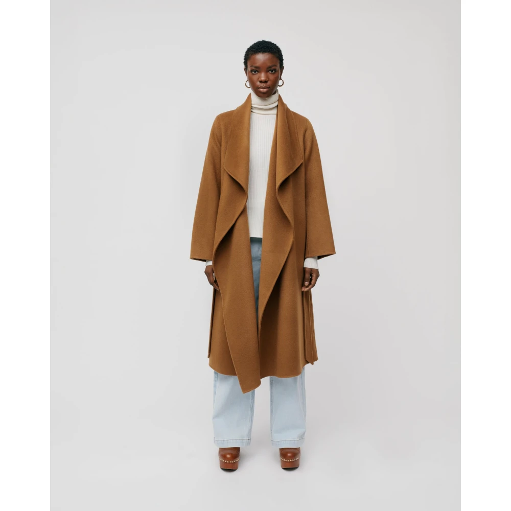 IVY OAK Minimalistische Wollen Jas met Grote Revers Brown Dames