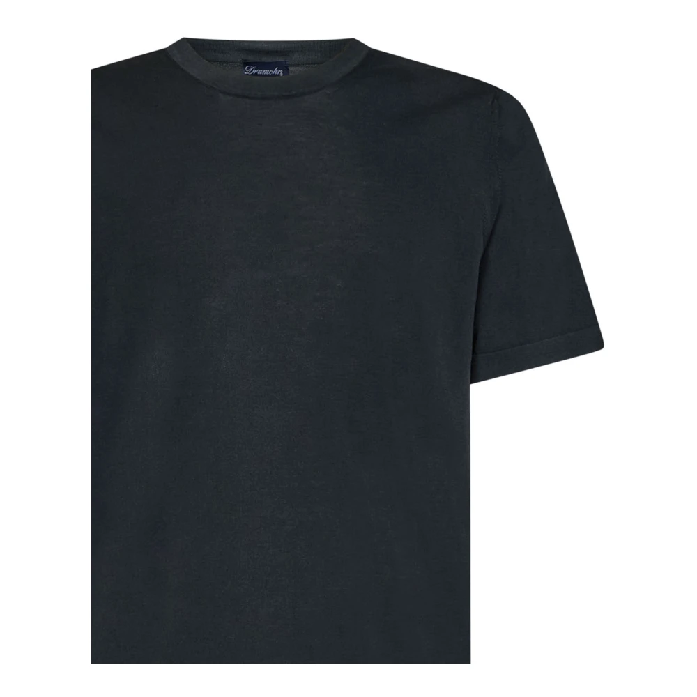 Drumohr Zwart Crew-Neck T-Shirt Black Heren