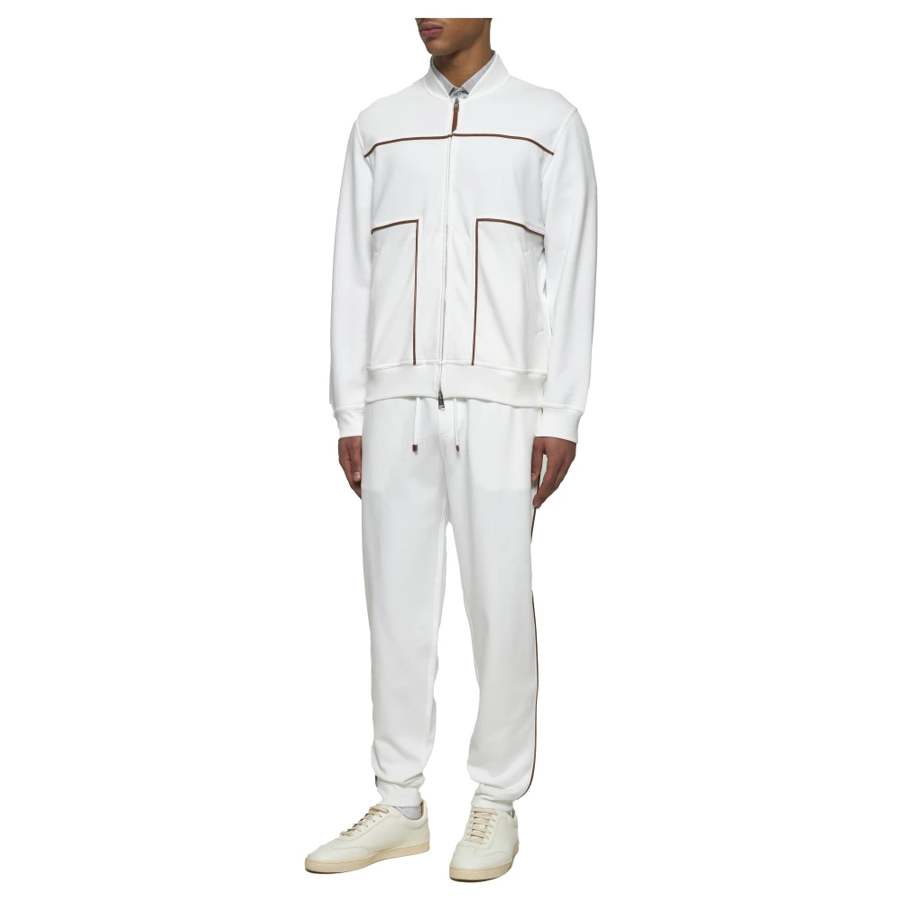 BRUNELLO CUCINELLI Witte Bomberjack met Ritssluiting White Heren